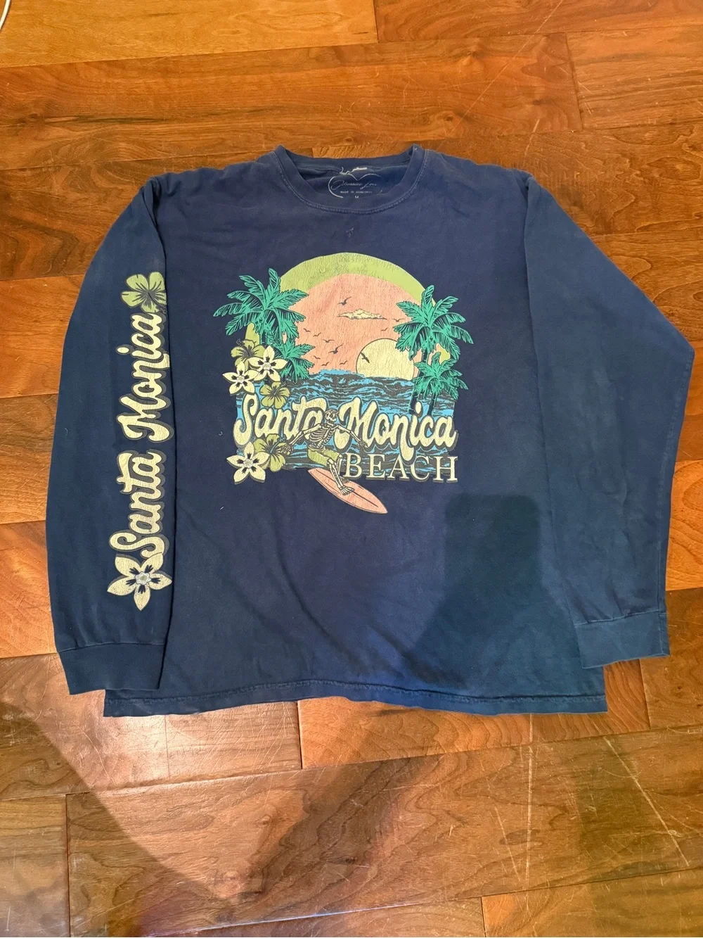Santa Monica Beach Navy Graphic Long-Sleeve Tee